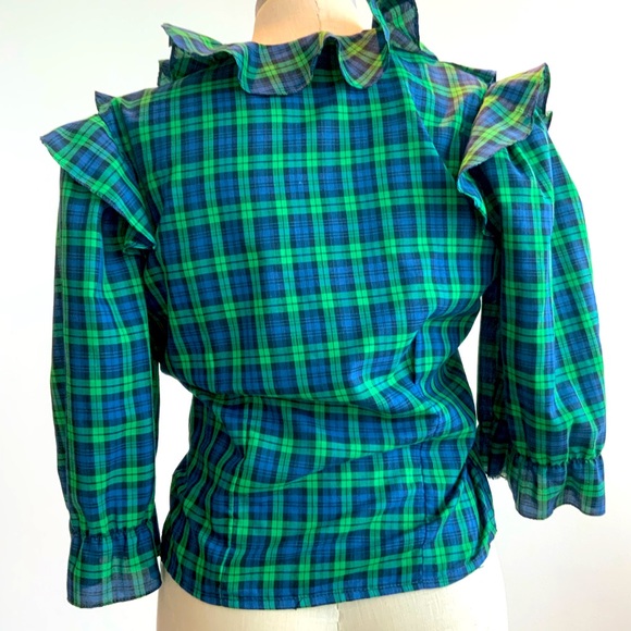 Vintage Flattering Ruffled Wrap Cotton Top Sz 8 - Picture 4 of 7